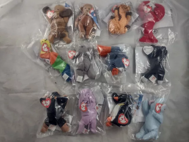 McDonalds Happy Meal TY Beanie Babies Soft Plush 1993 Complete Set of 12 toys