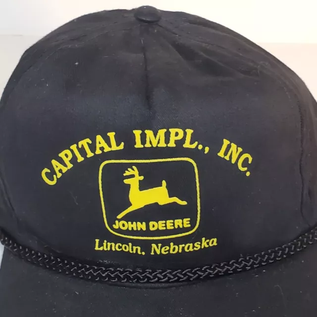 John Deere Baseball Hat Cap Black Yellow Adjustable Capital Imp Snapback Preown