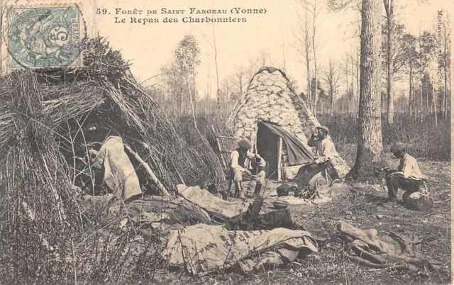 Cpa 89 Foret De Saint Fargeau / Le Repas Des Charbonniers