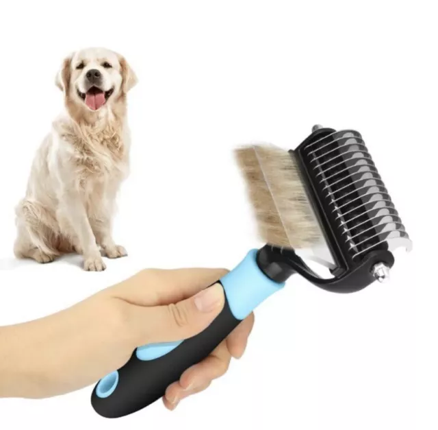 2side Dog Brush for Shedding Dematting Pet Grooming Cat Hair Undercoat Rake Comb