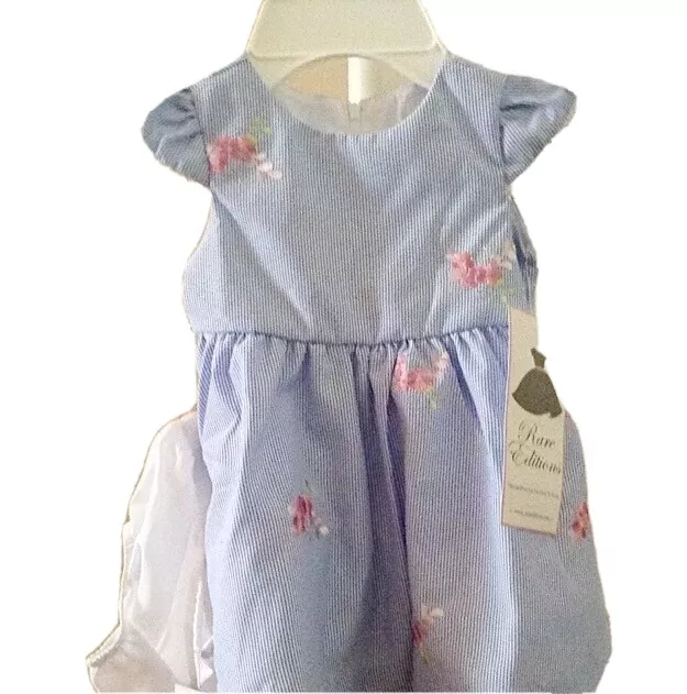 Rare Editions Infant Girls Size 6 - 9 Months Blue Floral Summer Dress New w/Tags