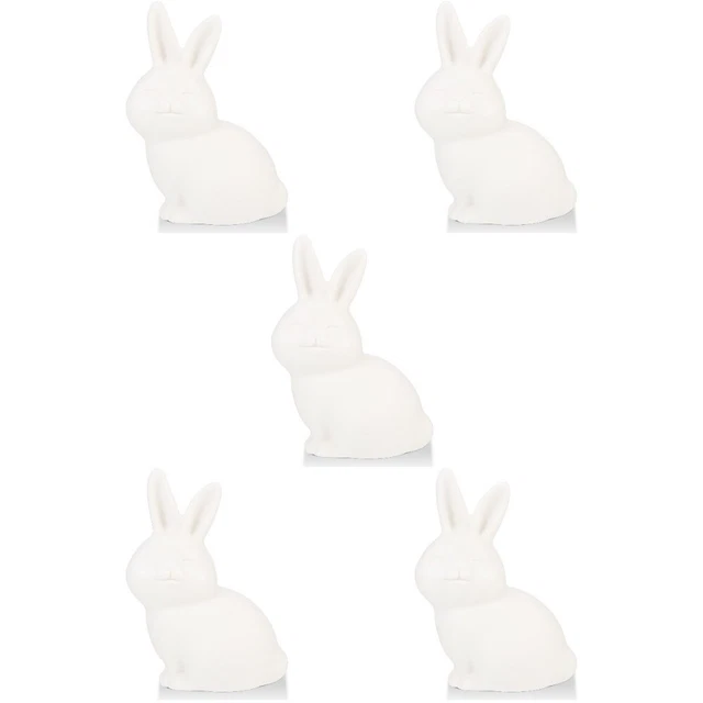 5 Count Statue De Lapin En Céramique Sculpture Pâques Mini Statues Bureau Verre