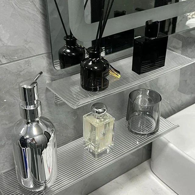 Estante de almacenamiento estante de baño sin troquelar claro pequeño soporte de presentación