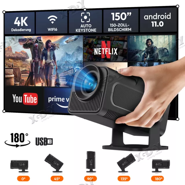 XGODY Mini Proyector 4K Cine en Casa Proyector HD WiFi Bluetooth Android TV USB HDMI DE