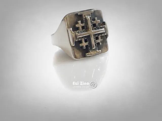 Jerusalem Cross Sterling Silver 925 Ring by Ezi Zino