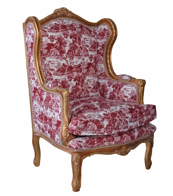 Barock Sessel Polstersessel Ohrensessel Toile de jour Ohrenbackensessel Antik