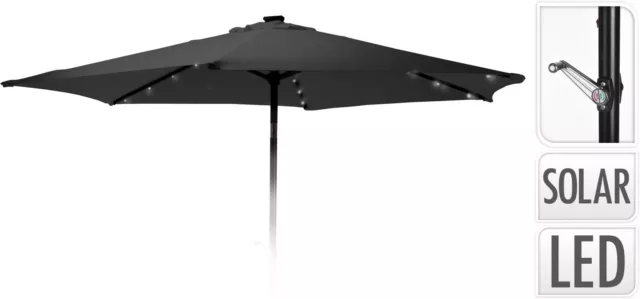 2.7M Garden Parasol Sun Shade Patio Garden Umbrella With Tilt + Solar LED Lights 2