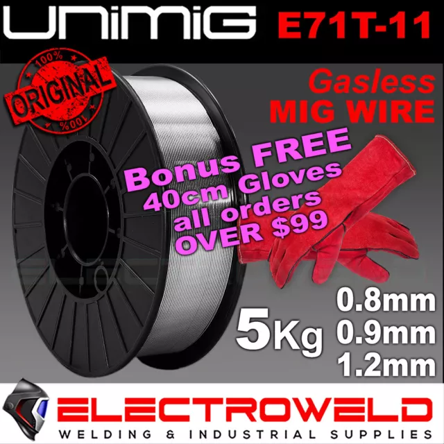 5kg x UNIMIG E71T-11 Gasless Mig Wire Welding Mild Steel Spool Roll 0.9mm 1.2mm