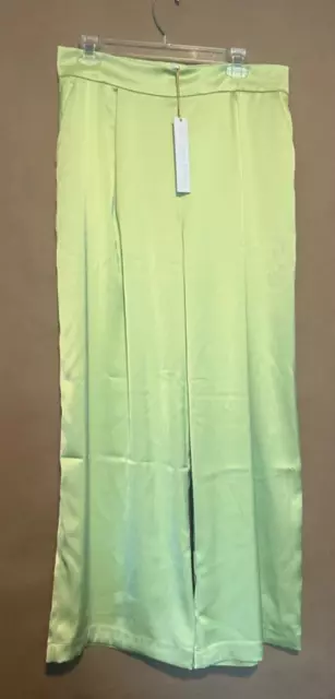 House of Harlow 1960 Satin Feel Green Pants Large wide leg