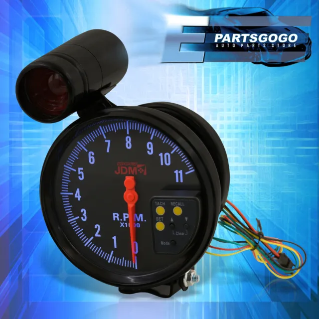 For Universal JDM 5" Black Tachometer 11K RPM Speedometer Gauge w/ Shift Light
