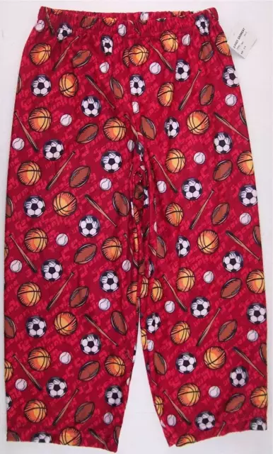 NWT Greendog Boy's Red Sports Football Baseball Flannel Pajamas Pajama Set, 4/5 3