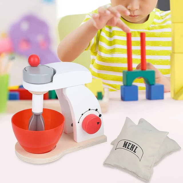 Wooden Pretend Play Simulation Toasters Bread Maker Blender Baking Kit Kids