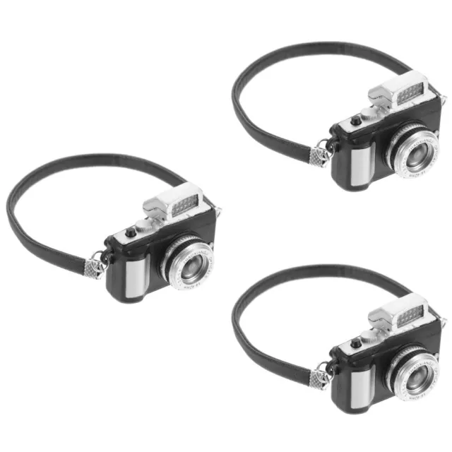 3 Count Dollhouse Strap Camera Decoration Retro Scene Miniature Toy