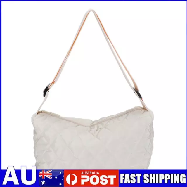 Fashion Quilted Shoulder Bags Nylon Large Solid Travel Crossbody Handbag (White)