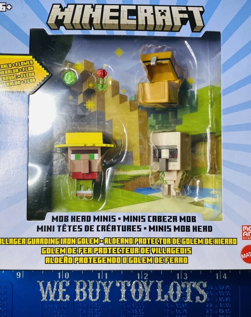 MINECRAFT MOB HEAD Minis Villager Guarding Iron Golem Pack Action