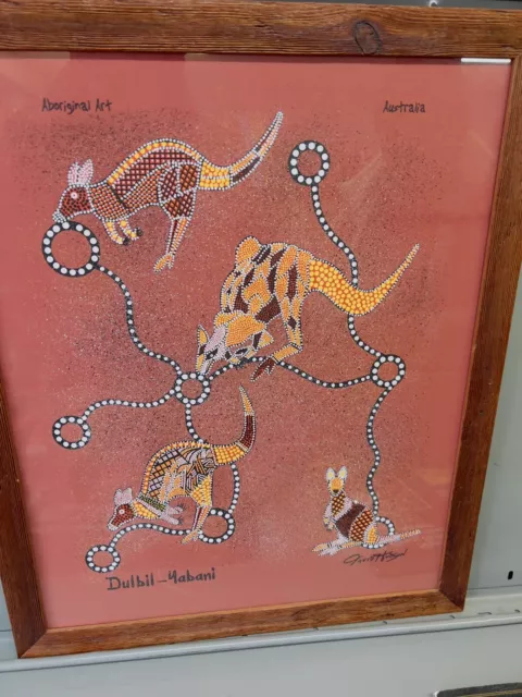 Contemporary  Australian Dot Aboriginal Art  Kangaroo 22x18 Inches NO GLASS