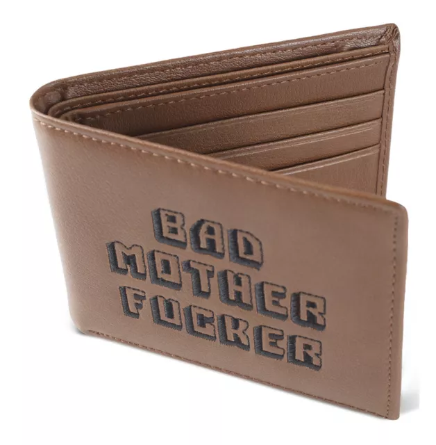 Brown Embroidered Bad Mother Fu**er Leather Wallet As Seen in Pulp Fiction 3