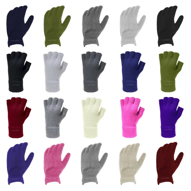 Mens Womens Thermal Gloves Warm Cosy Spandex Full Finger Fingerless