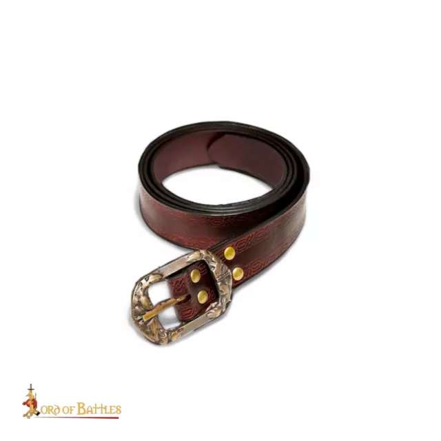 Ceinture Medievale Fantastique Cosplay En Cuir Repousse Marron