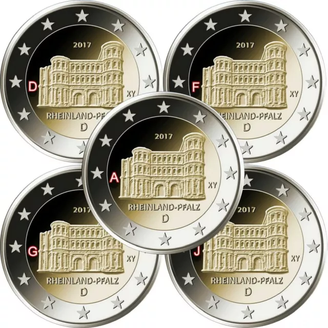 5 x 2 €  Deutschland 2017  Rheinland Pfalz Porta Nigra  STG