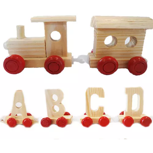 Personalised Name Wooden Alphabet Train Letter + Front and Rear Carriage