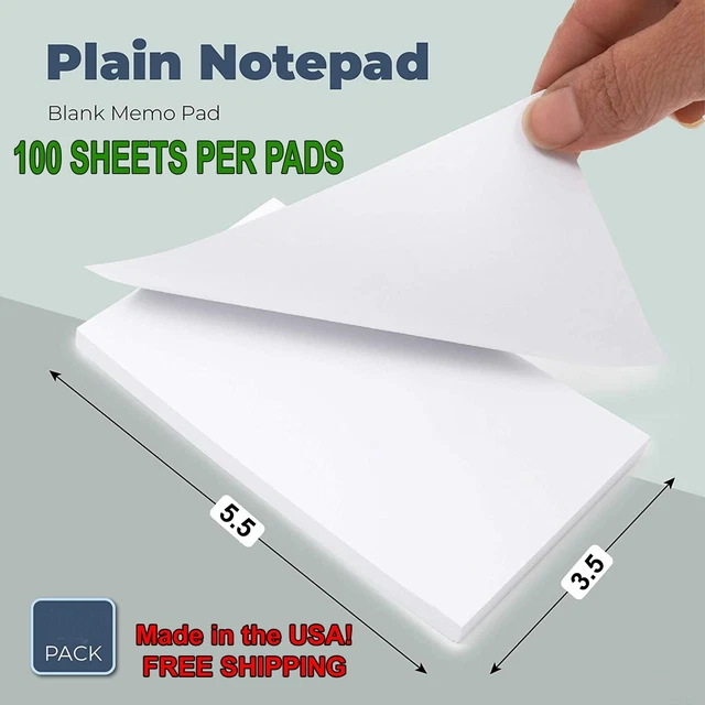 Guest Checks Server 3.5 x 5.5" White Unruled Memo Pads - 100 Sheets Per Pad
