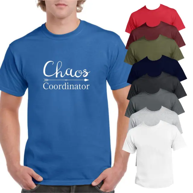 T-Shirt Chaos Coordinator Printed Graphic Slogan Joke Gift Top Tee Short Sleeve