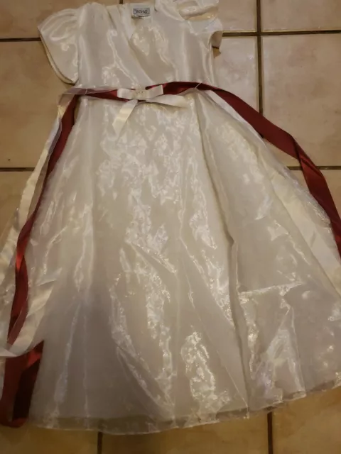 Vtg Sugar Plum white lace sequin trim chiffon  formal dress girls 7  USA