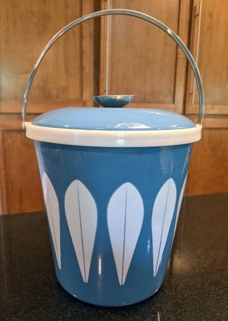 CATHRINEHOLM NORWAY Blue Lotus Enamelware Ice Bucket Mid Century
