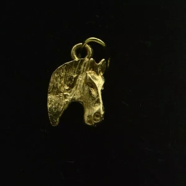 14k YELLOW GOLD   HORSE HEAD CHARM  ANIMAL ZOO PENDANT  (CH1018) 3