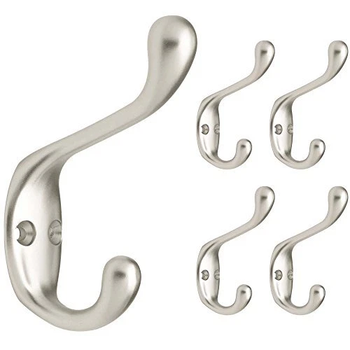 Franklin Brass Heavy Duty Coat and Hat Hook Wall Hooks 3 Inches, 5-Pack, Matt...
