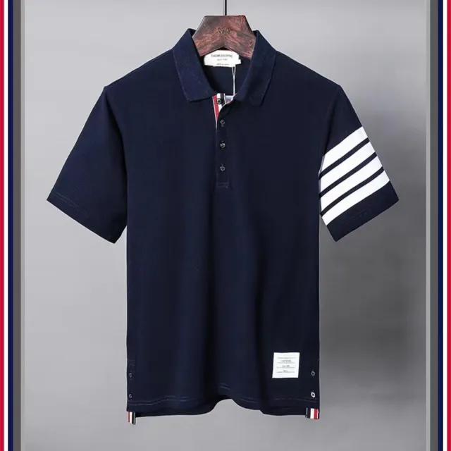 Thom Browne Men women 4 bars Short Sleeves T-Shirt Top polo shirt