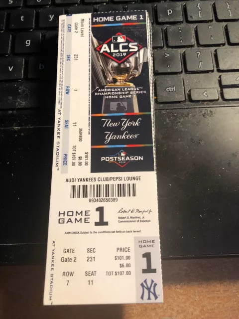 2019 New York Yankees Vs Houston Astros Alcs Playoff Ticket Stub Game #3