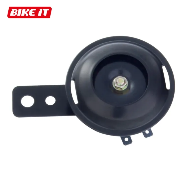 BikeIt Black Small Universal Horn 12V 100db 70mm Diameter Motorcycle Scooter 2