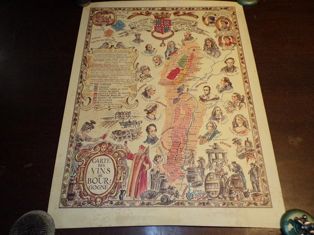 ANCIENNE CARTE DES vins de Bourgogne ( A la gloire de Monseigneur le