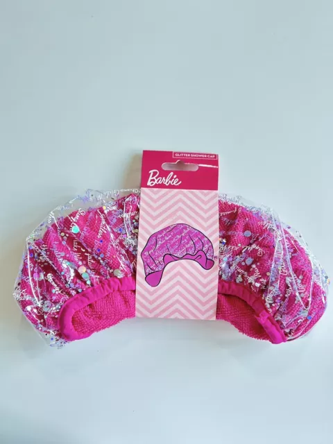 OFFICIAL Barbie Glitter Shower Cap New Gift Beauty Pink Bright