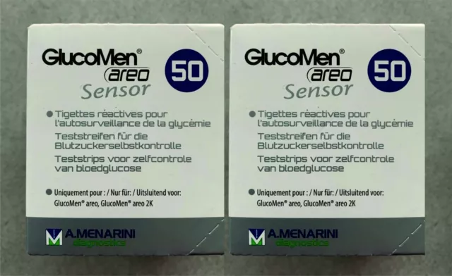 100 St. GlucoMen Areo Sensor Blutzucker-Teststreifen NEU Fachhändler 24.05.2024