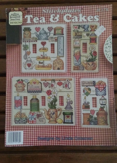 Tea and Cakes - cross stitch patterns for lightswitch covers switchplates JL178