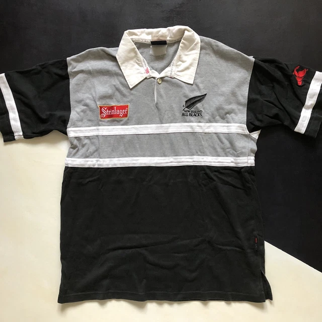 Maillot Polo De Rugby Vintage New Zealand Couleur Noir Et Blanc Taille Xxl