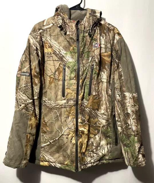 10X RealTree Xtra Camo Camouflage Quilted Hunting Jacket Coat Hooded Mens Sz M