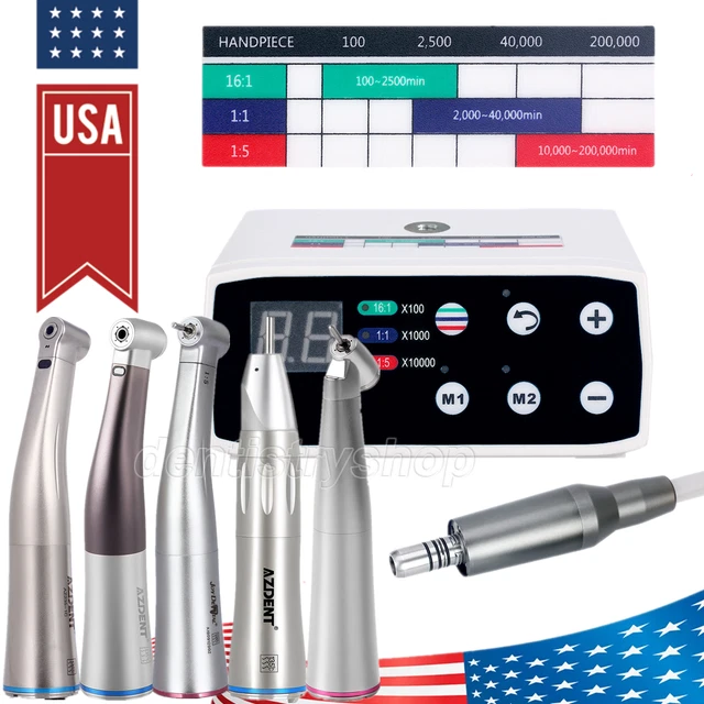NSK Style Dental Brushless LED Electric Micro Motor & 1:5 Increasing Handpiece - US Stock