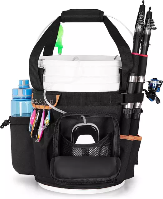 Fishing Bucket Organizer for 5 Gallon Bucket, Fishing Bucket Caddy with Adjustab