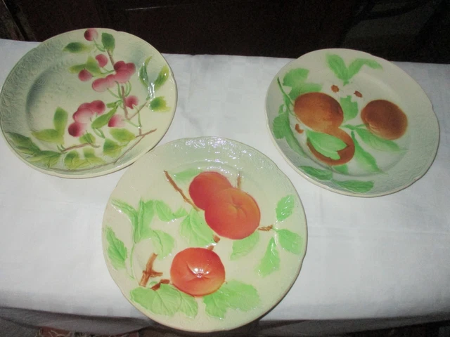 Lot De 3 Assiettes Céramique Brad Keeler - Motif Homard Sur Chou Et Tomate Sur Chou - Ovales, Vertes - Occasion