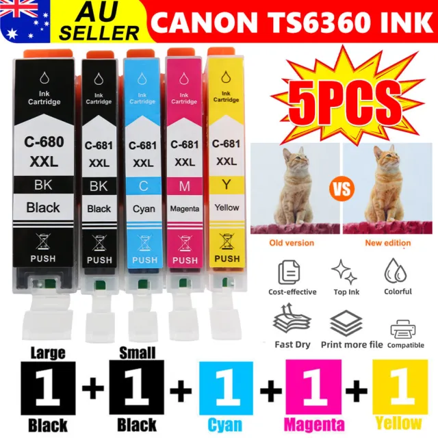 5pcs Inks Cartridges For Canon TS6360 Ink CLI-681XXL PGI-680XXL TS6160 TS6260 OZ