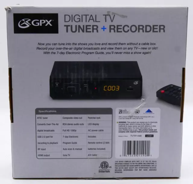 Gpx Digital Tv Tuner + Recorder #108332#