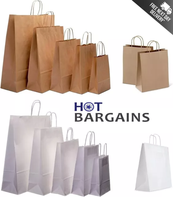 Brown / White SOS Takeaway Round Handle Paper Carrier Bag 100% Recyclable