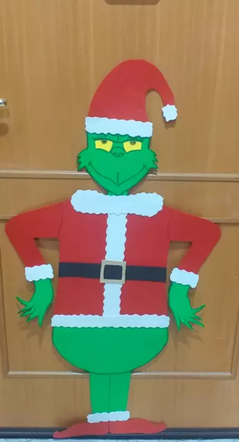 Decorazione Natalizia Grinch Fuori Porta O Da Parete In Feltro  Artigianale