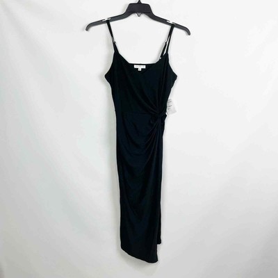 Socialite Womens Midi Dress Medium Black Cami Twist Waist NWOT