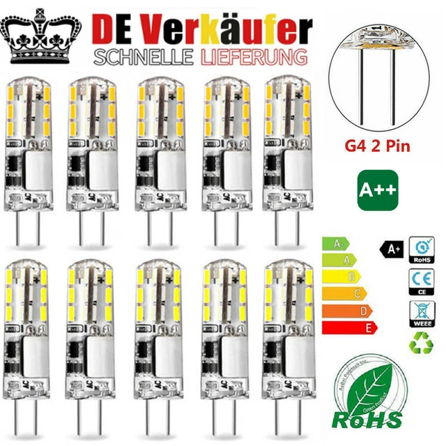 10X G4 LED Lampe 12V DC/AC Kaltweiß Warmweiß Leuchtmittel SMD Stiftsockel Birne