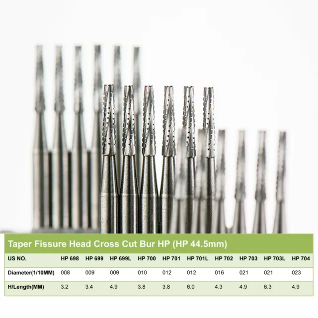 5pcs Wave Dental Tungsten Carbide Burs For Straight Handpiece HP698 699 701 702